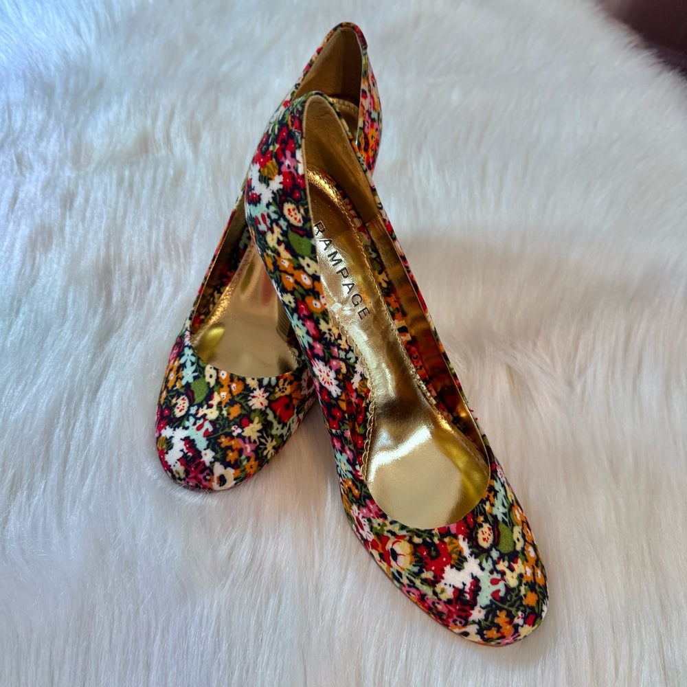Women’s Rampage Heels Multicolored Simulated Wood Heels 8 Medium